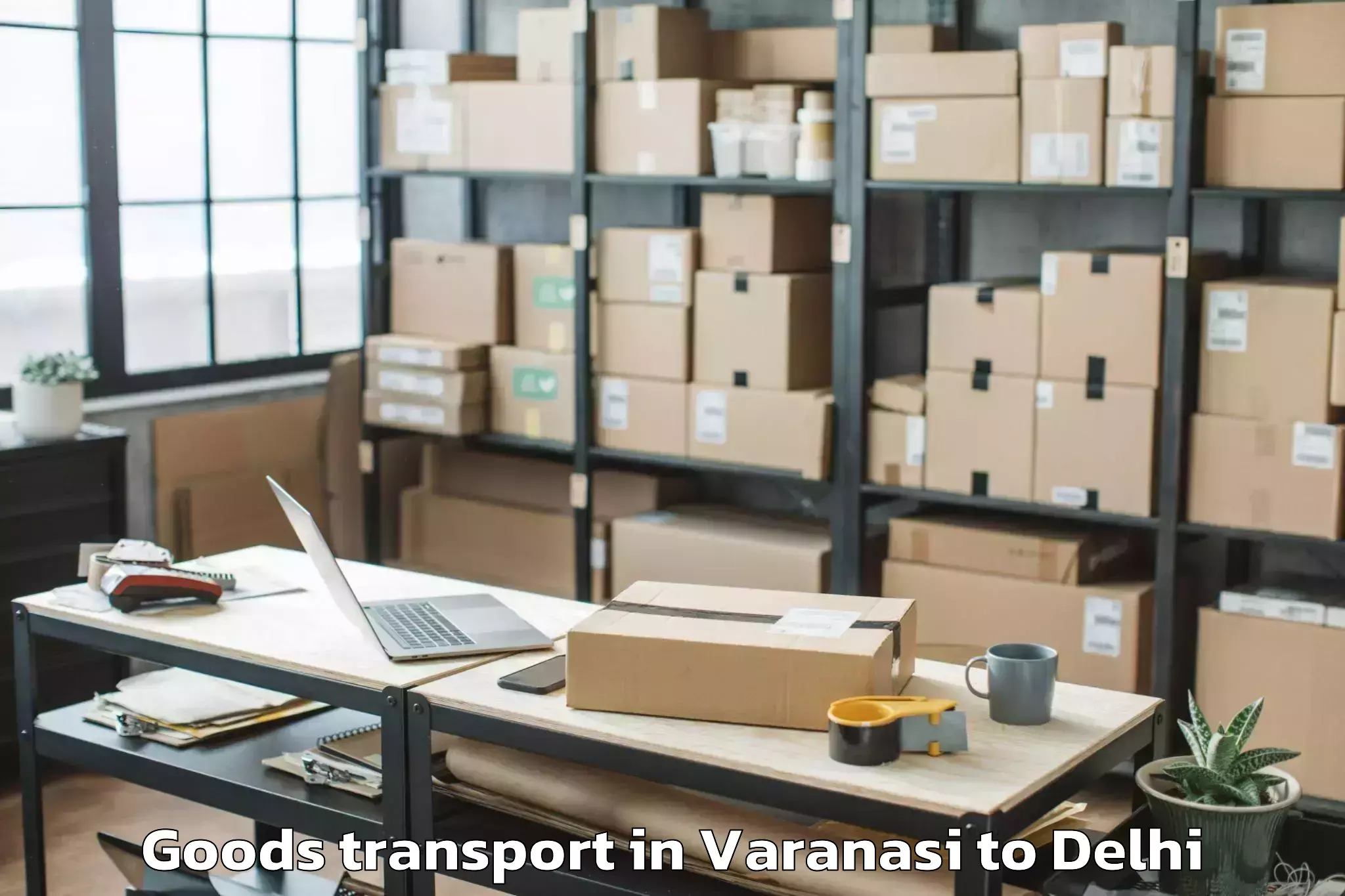 Easy Varanasi to Chanakya Puri Goods Transport Booking